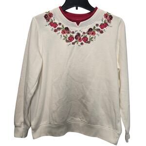 Vintage strawberries flowers sweatshirt sz M strawberry cottage prairie novelty